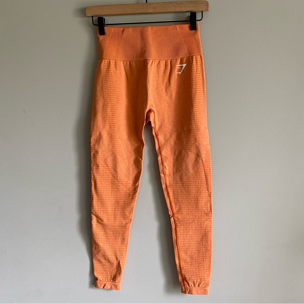 Gymshark Bright Orange DNU Vital Seamless 2.0 Athletic Leggings EUC X-Small